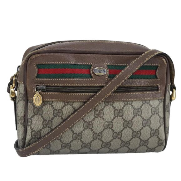 GUCCI GG Supreme Web Sherry Line Shoulder Bag PVC Beige Red - Picture 1 of 16